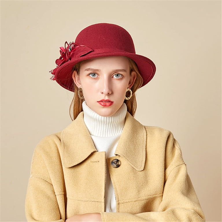 WOMEN\'S GATSBY LINEN CLOCHE HAT WITH LACE BAND AND FLOWER, RED, ONE SIZE 00HAT6B.jpg?v=1685470053 main image 4