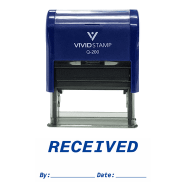 Vivid Stamp RECEIVED By Date Self Inking Rubber Stamp (Blue Ink) Medium