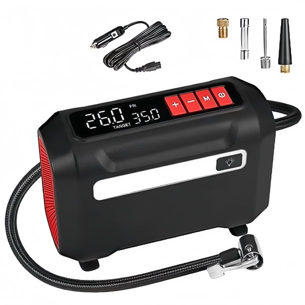 Compresor de Aire Portátil R8 12V con Pantalla Digital Dual para Auto Moto Bicicleta y Pelotas