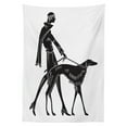 thumbnail image 3 of Ambesonne Art Nouveau Tablecloth Rectangular Table Cover, Fashion Woman Dog, 60"x90", Black and White, 3 of 4