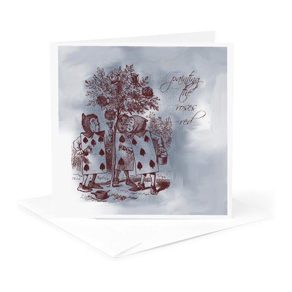 3dRose, Vintage Alice in Wonderland Painting the Roses Red, 1 Greeting Card with envelope
