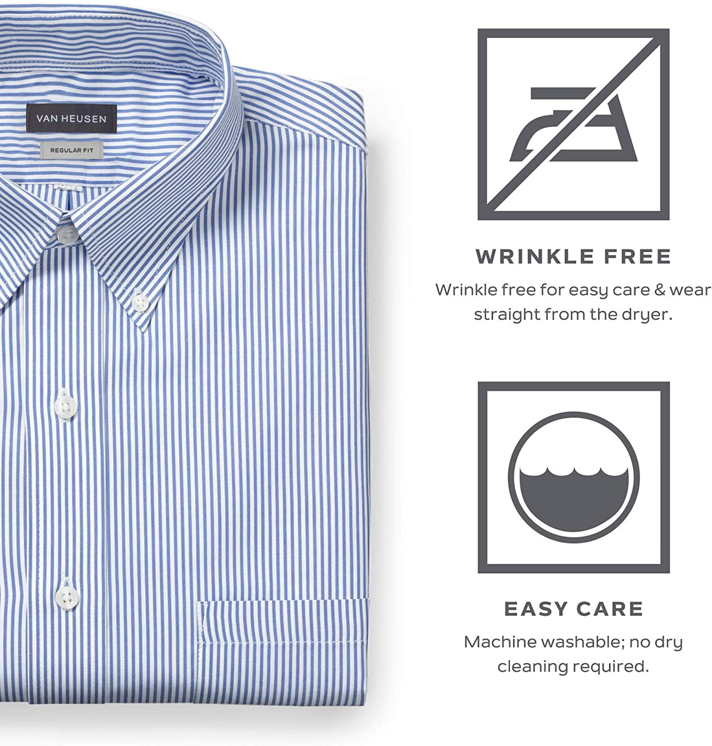 Van Heusen Mens Dress Shirt Regular Fit Pinpoint Stripe 16.5 Neck 34-35  Sleeve Iced Grey - Walmart.com