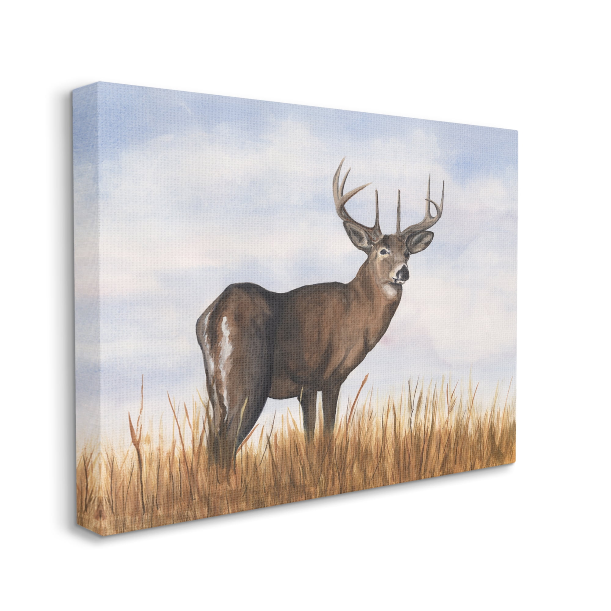 Stupell Industries Deer in Cloudy Landscape Animals & Insects Painting Gallery Wrapped Canvas Art Print Wall Art, 40 x 30