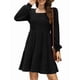 thumbnail image 2 of Vestido Estilo Babydoll Informal de Otoño con Cuello Cuadrado y Larga para Mujer. Negro L, 2 of 7