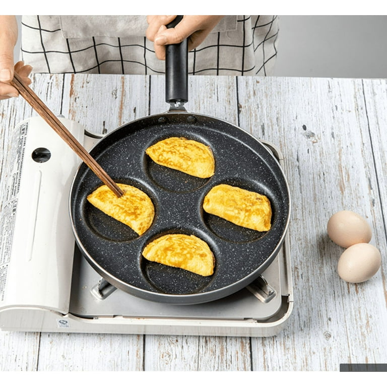 MIUGO Four-Cup Fried Egg Pan, Medical Stone Non-Stick Frying Pan for Breakfast,Divided Egg Skillet Suitable for GAS Stove and Induction Cooker (3