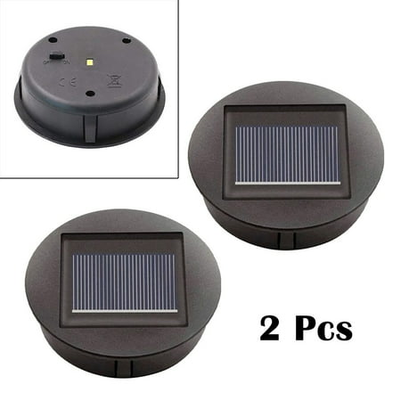 

Set Of 2 Solar Lights Replacement Top With Led Bulbs Solar Panel Lantern Lid Lig