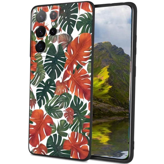 Tropical-Leaves-332 Phone Case, Degined for Samsung Galaxy S23 Ultra Case Men Women, Flexible Silicone Shockproof Case for Samsung Galaxy S23 Ultra