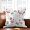 thumbnail image 2 of Summer Pink Throw Pillow Cover Flamingos Green Tropical Leaves Palm Trees Cotton Linen Cushion Cover Throw Pillow Case with Invisible Zipper for Couch Sofa Bed Chair Car 26x26 Inch, 2 of 11