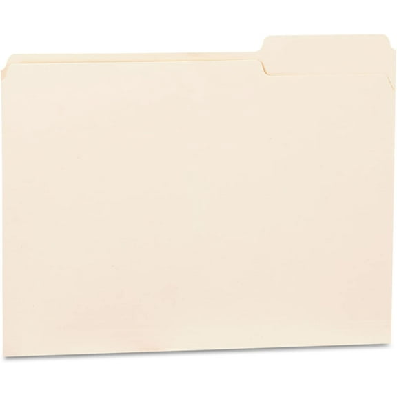 12123 File Folders, 1/3 Cut Third Position, One-Ply Top Tab, Letter, Manila, 100/Box