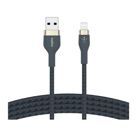 UPC: 0745883832408 | BELKIN BOOST CHARGE PRO Flex Blue USB-A Cable with Lightning Connector – 6.56 ft.