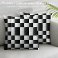 thumbnail image 3 of JEUXUS  Pack of  Plaid Throw Pillow Covers, Stripe Plaid Welted Cushion Case for Farmhouse Sofa and Home Decor, Texture Rustic Decorative Pillow Cases (Black and White，), 3 of 5
