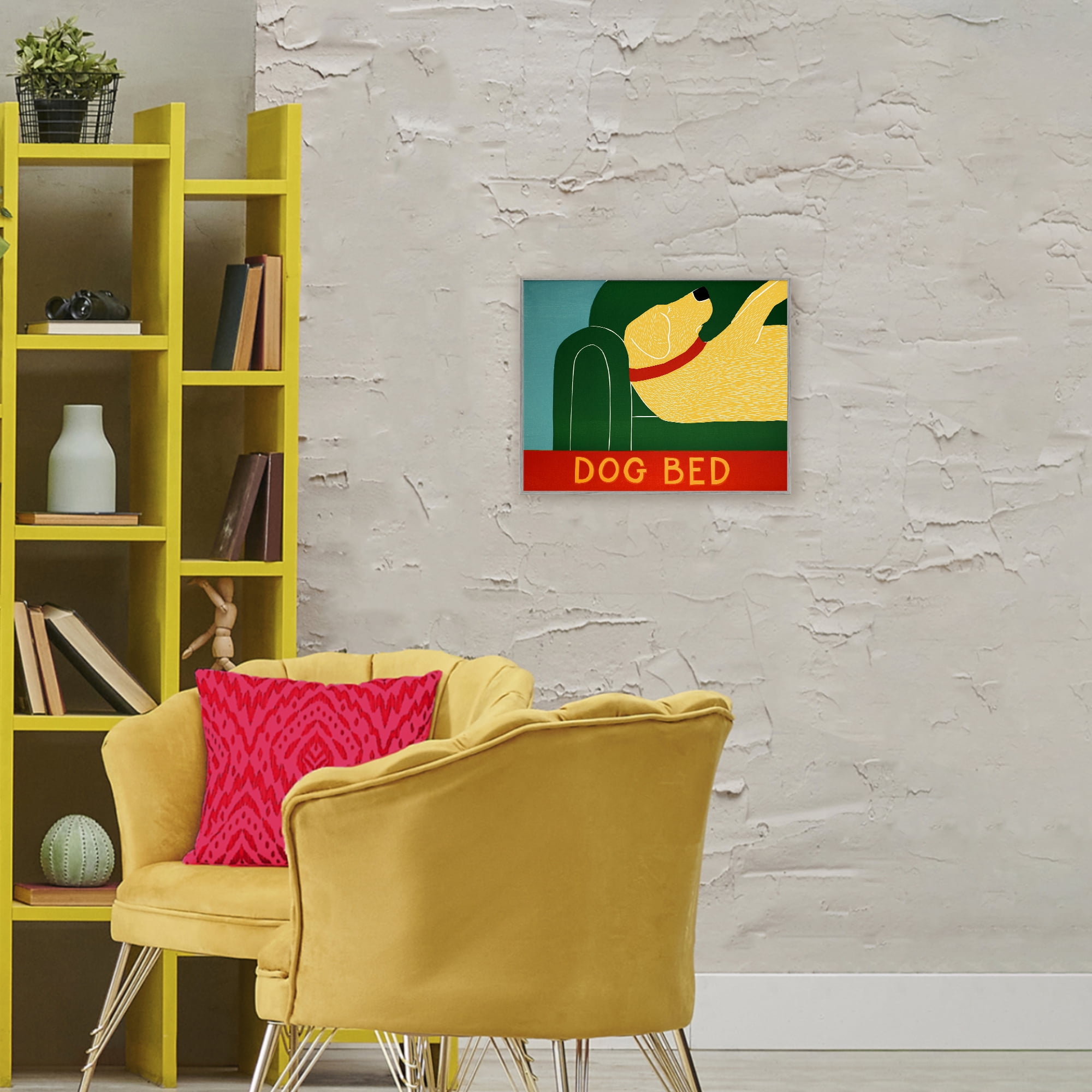 Dog Bed Labrador Gray Framed Giclee Art, design by Stephen Huneck