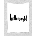thumbnail image 1 of Hello World Tapestry, Modern Style Calligraphy Brush Written Words New Born Illustration, Wall Hanging for Bedroom Living Room Dorm Decor, 60W X 80L Inches, Charcoal Grey and White, by Ambesonne, 1 of 2