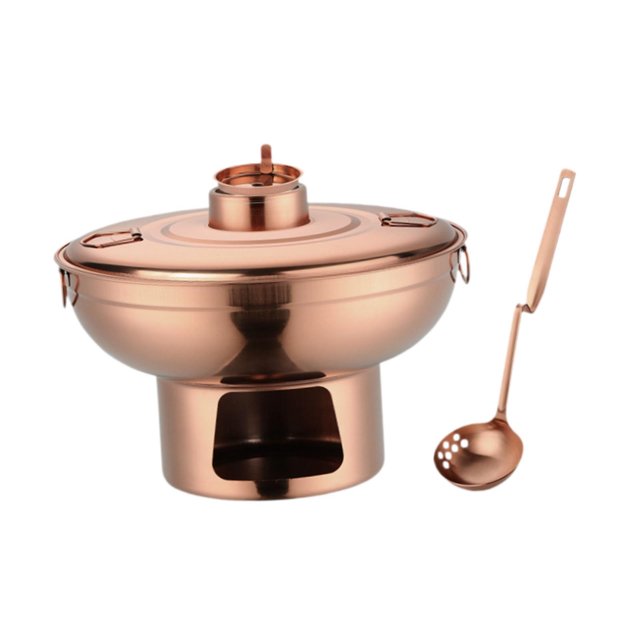Estufas de alcohol, olla caliente para acampar con tapa, olla de cuchara, calentador de alimentos, olla caliente individual, olla caliente para bufé rosa