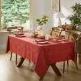 thumbnail image 4 of Newbridge Sienna Red Fancy Fall Leaves Damask Fabric Dining Tablecloth for Thanksgiving, 52 x 52 inch Square, 4 of 6