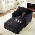 thumbnail image 5 of FFH 65.4" Chaise Lounge Indoor, Modern Corduroy Fabric Indoor Lounge Chair, Sleeper Sofa for Living Room, Small Space, Black, 5 of 10