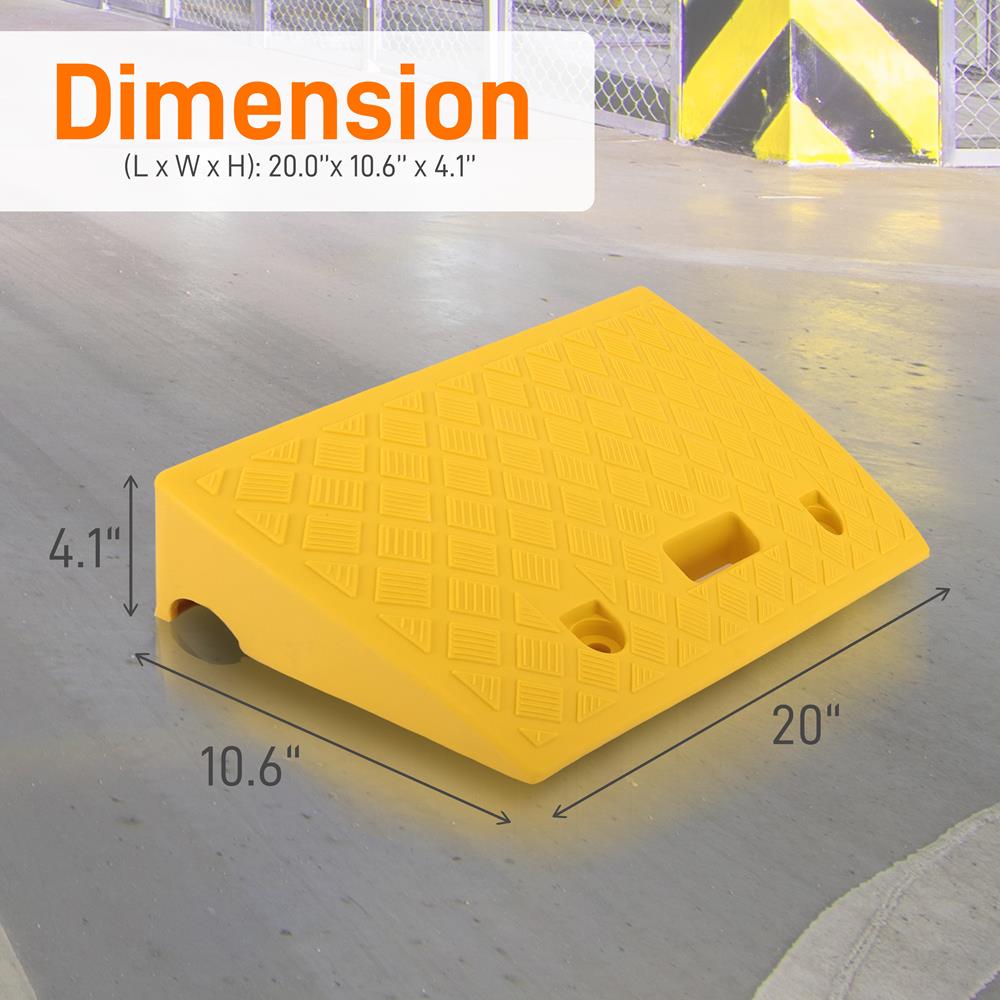 Pyle Plastic Curbside Driveway Ramp - Yellow 2 Pack