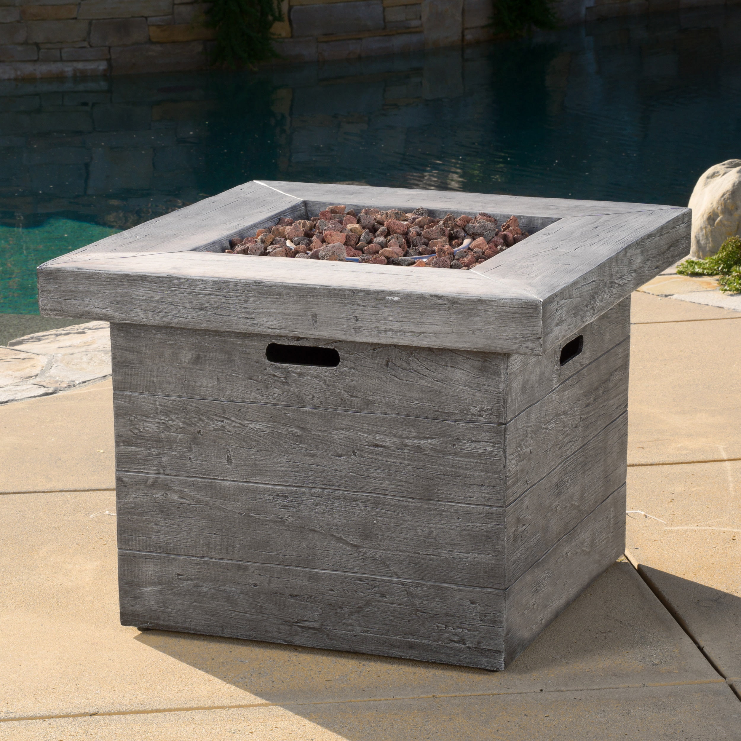Mayer Grey Magnesium Oxide Square Gas Fire Pit Mayer Grey Magnesium Oxide Square Gas Fire Pit