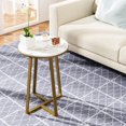 thumbnail image 3 of Round End Tables, Small Side Table White Marble Texture MDF Top,Metal Frame Gold Color, Tall End Table for Bed Room,Coffee Tea End Table for Living Room (White Marble+Gold), 3 of 17