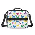 thumbnail image 2 of Butterfly and Polka Dot Multicolor Pattern Insulated Lunch Bag with Shoulder Strap and Bottle Holder,Bento School Lunch Bag Box,11x9.5x3.5 Inches, 2 of 5