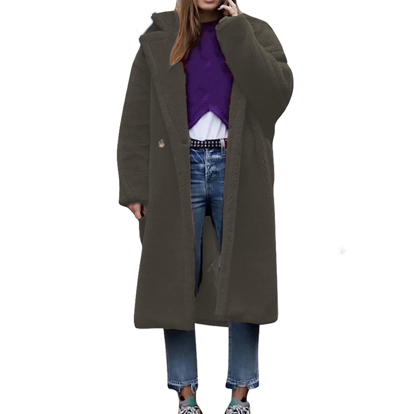 LOVZFMLL Vestes pour Femmes Manteau à Manches Longues en Cheveux d'Agneau Col Chaud