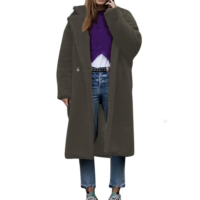 LOVZFMLL Vestes pour Femmes Manteau à Manches Longues en Cheveux d'Agneau Col Chaud