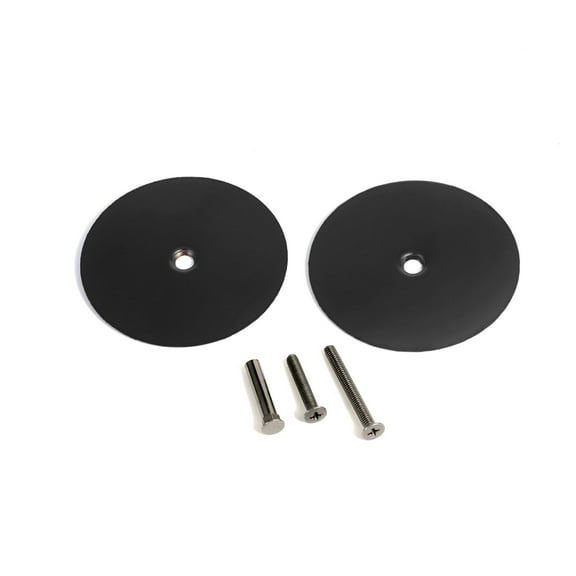 NAUBEA 2 Set Door Knob/Door Handle Hole Cover Deadbolt Cover Plate Matte Black, 2 5/8" Diameter Round, Door Hole Filler 1" and 1.5" Screws, Repair Locks and Doors Hole for Home Security C63