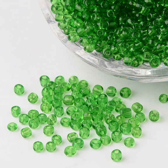 50g 8/0 Glass Seed Beads Transparent Round Green 3mm Hole: 1mm about 1097pcs/50g