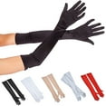 thumbnail image 1 of Cheers.US 1 Pair Women's Long Satin Finger Gloves Elbow Length Opera Bridal Dance Gloves, 1 of 7
