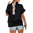 thumbnail image 4 of Summer Button Up Shirts for Women Casual Short Sleeve Plain Lapel Neck Blouse Work Office Tee Tops, 4 of 4