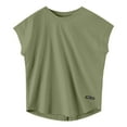 thumbnail image 4 of MIXUE Womens Summer Tops Summer Solid Color Round Neck Short Sleeve Casual Vintage Lace Loose Fit Stylish Pullover T-shirts Holiday Wear,Green,XXXL, 4 of 5