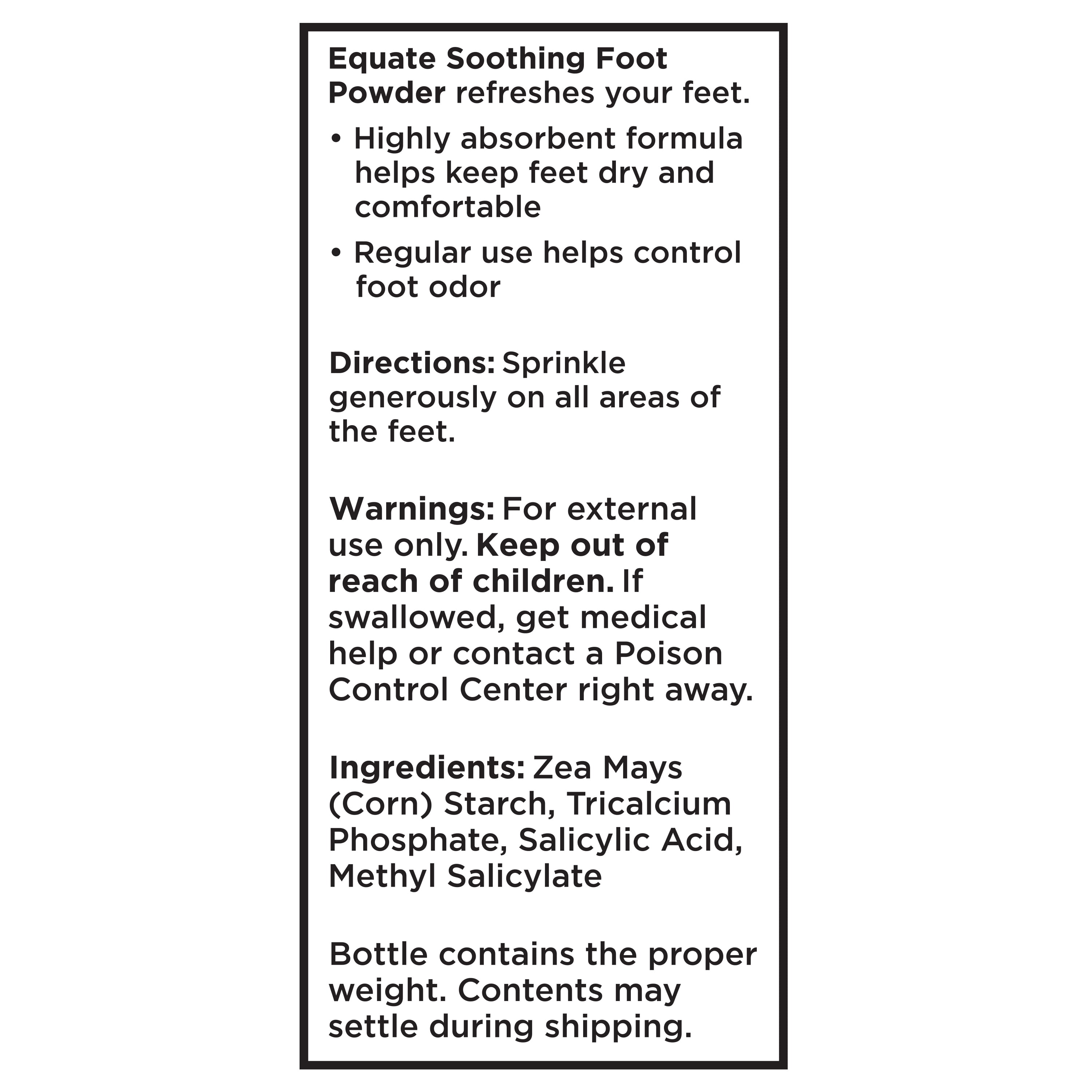 Equate Soothing Foot Powder, 7 oz, Compare to Dr. Scholl's® Soothing Foot Powder