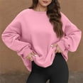 thumbnail image 4 of Oversized Crewneck Sweatshirt Women Fall Cute Fleece Pullover Sweatshirts No Hood Plain Y2k Hoodie with Pockets 2025 Pink S, 4 of 5