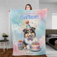 thumbnail image 3 of Happy Birthday Cute Puppy Collie with Cake Gifts Party Hat Cozy Fleece Blanket Collie Dog Lover Gifts Idea Warm Soft Throw Blanket - 00029, 3 of 5