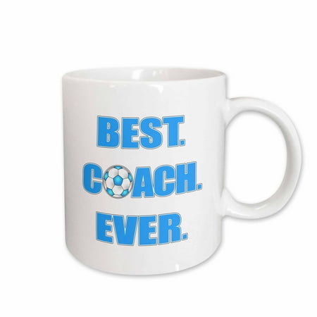 

3dRose Best Coach Ever - Blue and White Ceramic Mug 11-ounce