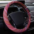 thumbnail image 1 of 15 inch Boho Car Steering Wheel Cover Universal Fit Most Cars Automotive Claret-red Cover ProtectionEthnic Style Coarse Flax Cloth, 1 of 6