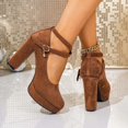 thumbnail image 5 of Win s Way Women's Suede Crossover Strap 8cm Heel High Heels Oktoberfest Casual Market Shoes, 5 of 9