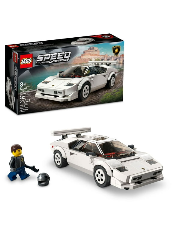 LEGO Speed Champions Lamborghini Countach 76908, Race Car Toy Model Replica, Collectible Building Set with Racing Driver Minifigure