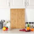thumbnail image 5 of 24 x 18 Bamboo Cutting Board, Large Kitchen Chopping Board for Meat, Butcher Block Cutting Board, Carving Board with Handle andJui-ceGroove for Turkey, Meat, Vegetables, BBQ, 5 of 9