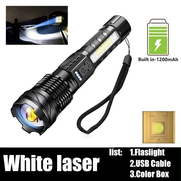 From Xiao Bei strict selection Powerful XHP50 LED Flashlight 18650 Torch Waterproof with Side Light 7 Modes USB Rechargeable Zoom Lamp for Camping Fishing