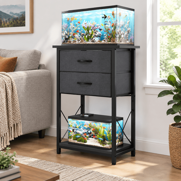 5-10 Gallon Fish Tank Stand With 2 Drawers And Storshelves