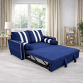 thumbnail image 3 of 68.5" Pull Out Sleeper Sofa Bed with USB Charging Port, Adjustable 3-Position Backrest, Modern Convertible Loveseat Couch for Living Room Guest Room, Blue, 3 of 12