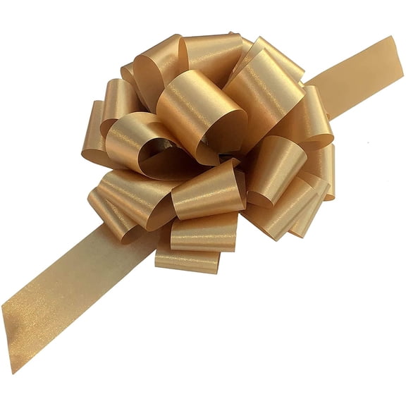 Large Gold Ribbon Pull Bows - 9" Wide, Set of 6, Bows for Gifts, St. Patrick's Day, St. Paddy's Day, Gift Wrapping, Wreaths, Bows, Present