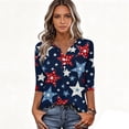 thumbnail image 4 of Womens 4th of July Shirts 3/4 Sleeve Tshirts Casual American Flag Print Tops Independence Day Patriotic Pullover USA 250th Anniversary Celebration Party V Neck Blouses Dark Blue 3XL, 4 of 5