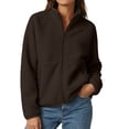 thumbnail image 4 of Womens Fleece Jacket Solid Color Full Zip Stand Collar Warm Winter Coat with Zipper Pockets, 4 of 9
