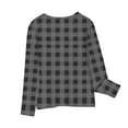 thumbnail image 2 of SonxaHe Toddler Girls Tshirt Long Sleeve Plaid Comfy Shirt Child Loose Autumn Winter Basic Casual Shirt Gray,Sized 3-4, 2 of 5