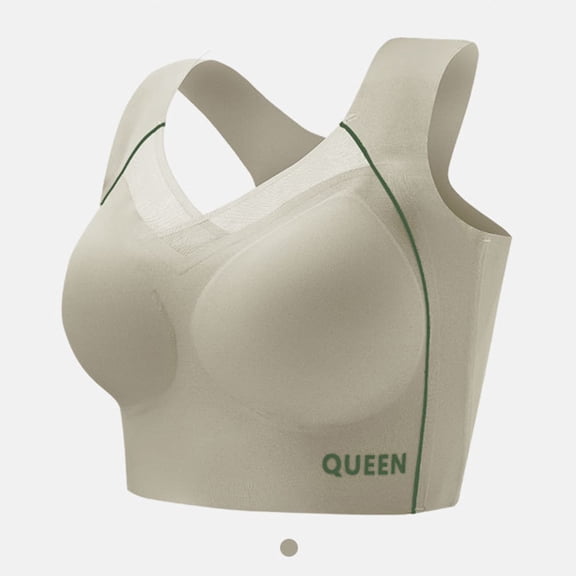 Wirefree Sports Bra for Plus Size Women, Full Coverage with Side Support & Back Smoothing Design, High Impact Support for Running, Gym & Yoga. Green 42