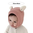 thumbnail image 4 of YAOBAMM Warm Baby Hat Baby Winter Hat Cartoon Ear Decor Knitted Elastic Color Matching Thick Warm Lightweight Photo Prop, 4 of 6