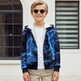 thumbnail image 3 of Chaqlin Blue Wolf Lightning Kids Casual Pullover Hoodie Long Sleeve Soft with Pockets Lightweight Comfy Top Boys Size 14-16, 3 of 7