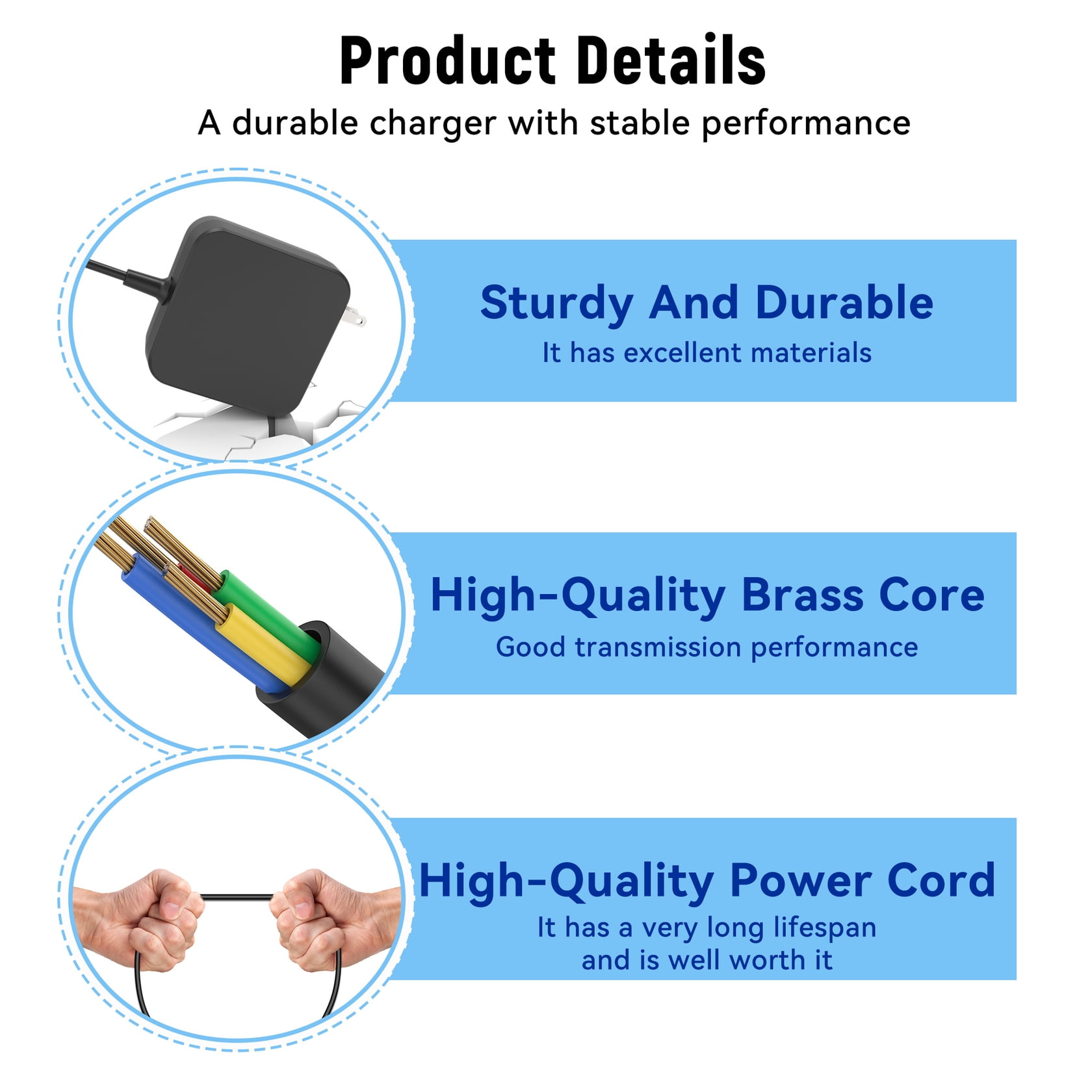 XMHEIRD 65W USB C Power Adapter Charger Compatible with XGIMI MoGo 3 Pro Outdoor Projector with PowerBase Stand Battery Power Supply Black